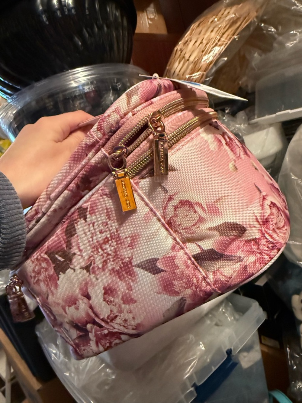 Floral Pink Cosmetic Train Case - Unbranded